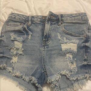 Madden Girl Distressed Light Blue Jean Shorts